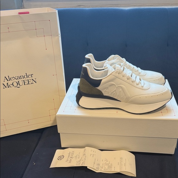 Alexander McQueen White and Dark Accented Sneakers